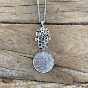 Hamsa necklace handmade in sterling silver 925