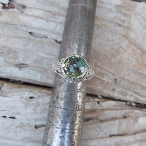 Gorgeous Green amethyst ring handmade in sterling silver 925 with a 10mm round green amethyst stone