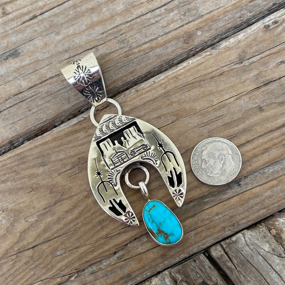 Beautiful turquoise pendant handmade and signed i… - image 3