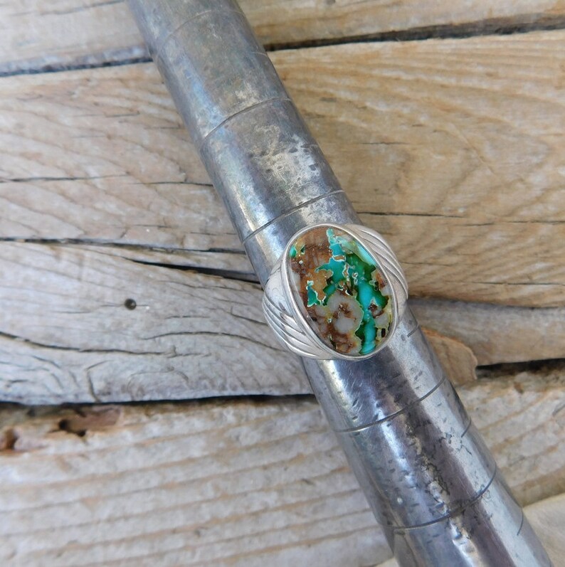 ON SALE Men/'s turquoise ring handmade in sterling silver 925 with Pilot Mountain turquoise