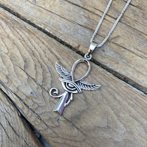 Wunderschöne Ankh-Halskette mit dem Auge von Ra, handgefertigt aus Sterlingsilber 925