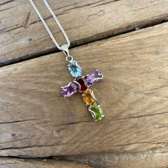 Blue Topaz, Garnet, Peridot, Amethyst Multistone Earrings Sterling Silver Blue Topaz, Garnet, Peridot, Amethyst Multistone Earrings Sterling Silver