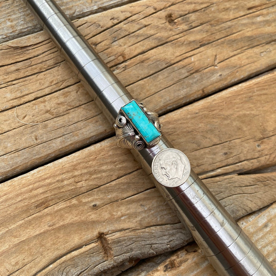 Beautiful Kingman Turquoise Ring Handmade and Signed in Sterling Silver ...