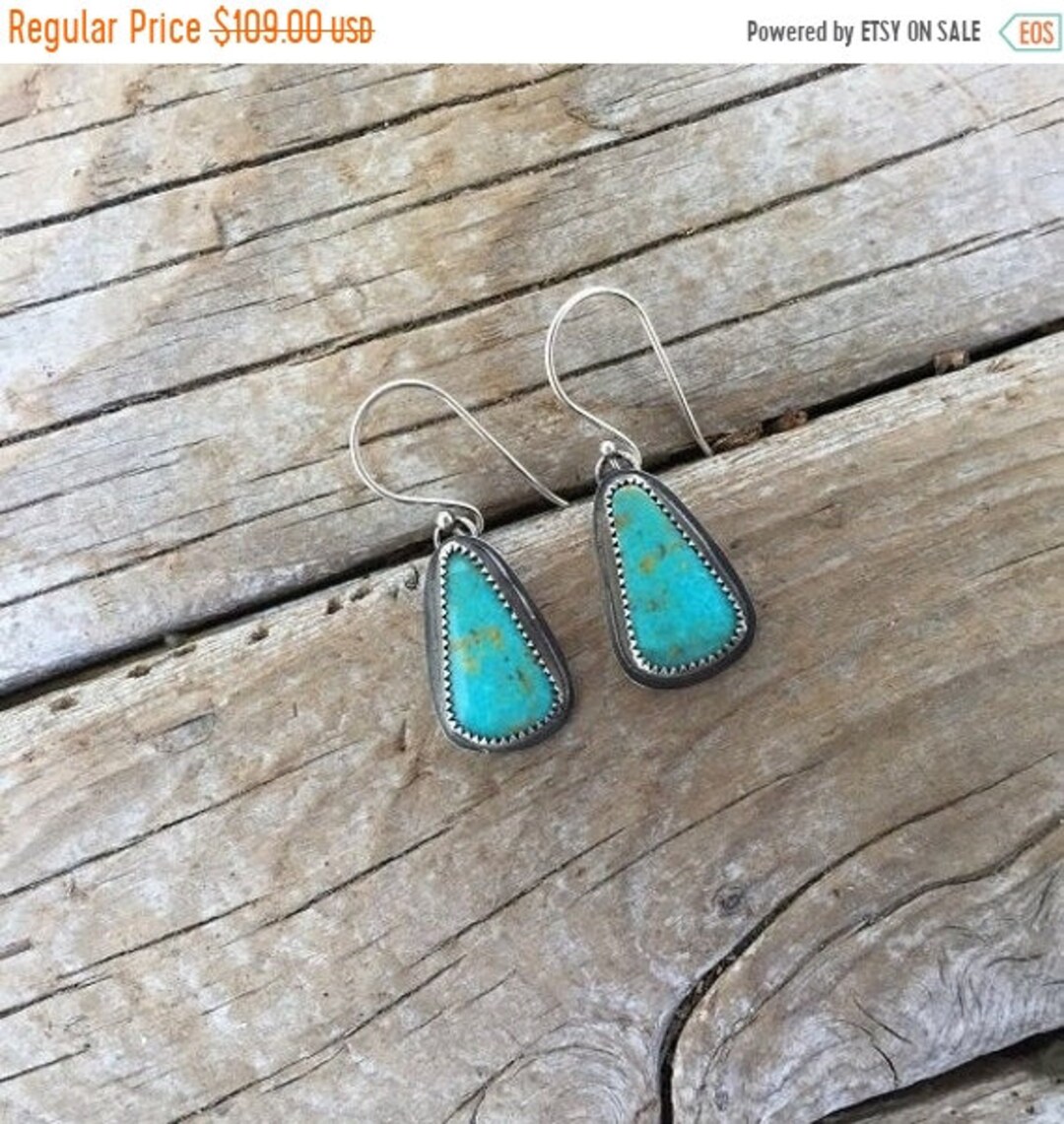 ON SALE Turquoise Earrings Handmade in Sterling Silver 925 - Etsy