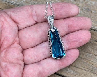 Gorgeous London Blue topaz necklace handmade in sterling silver