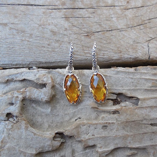 ON SALE Beautiful Madeira citrine earrings handmade in sterling silver 925