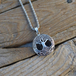 Two sided necklace one side the Celtic Tree of Life on the other side the Celtic Flower of Life handmade in sterling silver 925