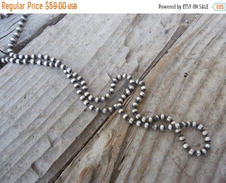 antiqued and a hand done satin finish ON SALE Bead necklace...3mm beads and 24 long in sterling silver 925