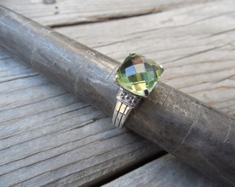 Beautiful green amethyst ring handmade in sterling silver