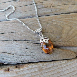 Beautiful Madeira citrine necklace handmade in sterling silver 925