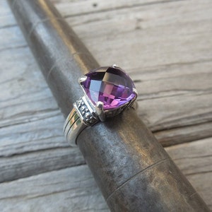 Beautiful amethyst ring handmade in sterling silver