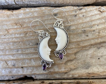 Meravigliosa pietra di luna, pietra preziosa ametista argento sterling