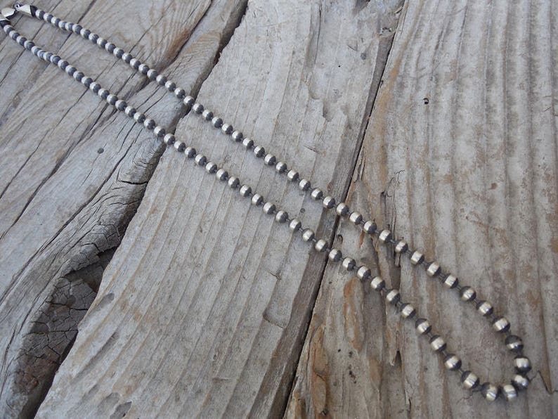 antiqued and a hand done satin finish ON SALE Bead necklace...3mm beads and 24 long in sterling silver 925