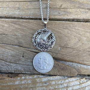 ON SALE Viking ship handmade and antiqued in sterling silver 925