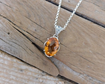 Madeira citrien ketting handgemaakt in sterling zilver