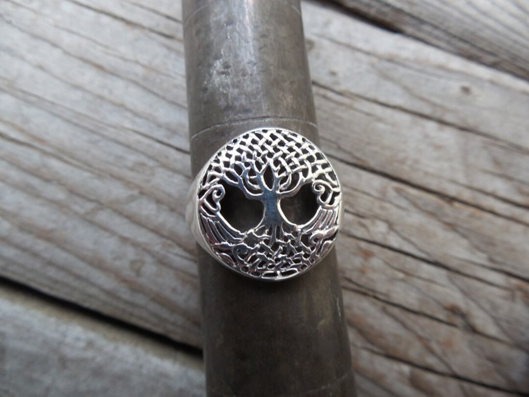 Celtic Tree Of Life Ring – Stainless Steel Irish Knot Vintage Silver Band - View #2