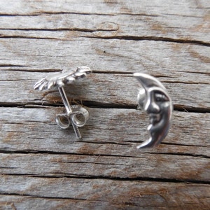 Sun and moon stud earrings handmade in sterling silver image 5