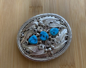 Navajo sterling silver hotsell turquoise belt buckle shop