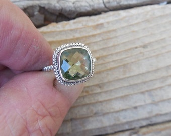 Beautiful Green amethyst ring handmade in sterling silver 925