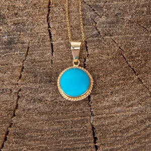 14K gouden turkoois hanger met ketting van 42 cm, 3,13 g geschenkverpakking