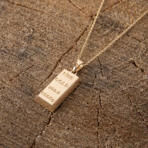 14K Solid Gold Ingot Bar Necklace, 3.52 Grams, 43cm Real Gold Chain, Minimalist Gold Pendant Necklace