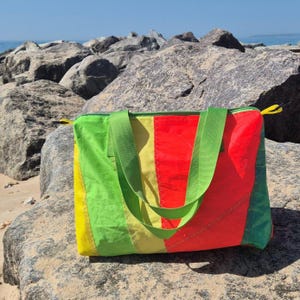 Neon Tote Bag with Zipper | Shoulder Bag made from recycled Sails