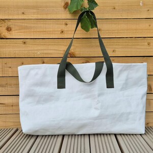 Recycled Sailcloth Tote Bag: Large White Coastal Sports Bag