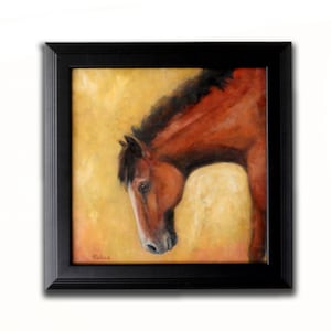 Horse Art Oil Painting, Original Western Art Decor, Framed Canvas Wall Art