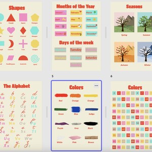 Educational Posters Set For Playroom and Kids and Toddlers, Printable Home School Prints, Colorful Educational Wall Art, Learning Poster