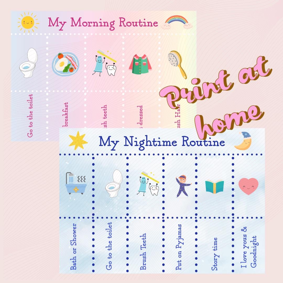 Morning + Evening Routine Chart for Girls - Etsy