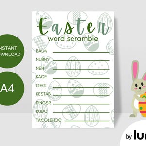 Easter Word Scramble Printable Fun Easter Game for Kids Educational Activity Instant Download PDF Easter Worksheet