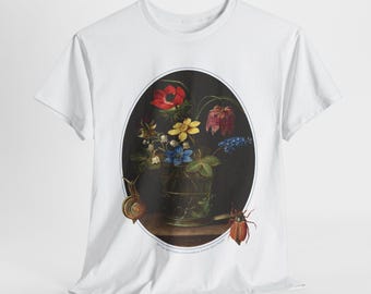 Botanical Art Unisex Heavy Cotton Tee, Nature Lover Gift, Vintage Floral Tee, Casual Wear, Eco-Friendly Shirt, Unique Art Top