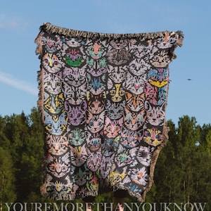 Gift For Cat Lovers, Woven Blanket, Unique Decor for Cat Lovers, Perfect Gift for Home, Throw Blanket for Picnic, Cat-Themed Homeware
