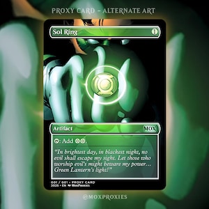Sol Ring X Green Lantern Proxy | Carte de procuration personnalisée Full Art Magic the Gathering - carte de jeu personnalisée pour commandant
