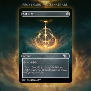 Mandataire Sol Ring X Elden Ring | Carte de procuration personnalisée Full Art Magic the Gathering - carte de jeu personnalisée pour commandant