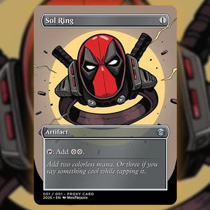 Sol Ring X Deadpool Proxy | Personalisierte Proxy Full Art Magic the Gathering Karte Non-foil/Foil - Custom Game Card for Captain