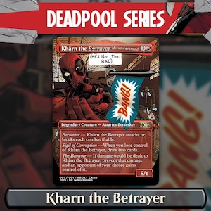Deadpool x Khârn le traître | Carte de procuration personnalisée Full Art Magic the Gathering - carte de jeu personnalisée pour commandant