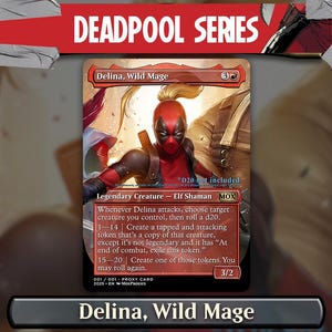 Deadpool x Delina, mage sauvage | Carte de procuration personnalisée Full Art Magic the Gathering - carte de jeu personnalisée pour commandant