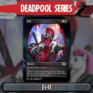 Deadpool x Fell | Carte de procuration personnalisée Full Art Magic the Gathering - carte de jeu personnalisée pour commandant