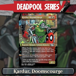 Deadpool x Kardur, Doomscourge | Carte de procuration personnalisée Full Art Magic the Gathering - carte de jeu personnalisée pour commandant