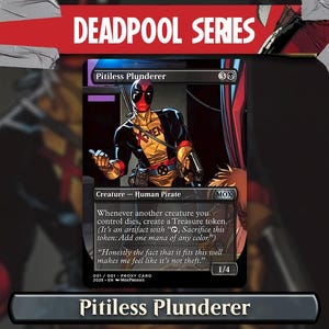 Deadpool x Mitleidloser Plünderer | Personalisierte Proxy Full Art Magic the Gathering Karte Non-foil/Foil - Custom Game Card for Captain