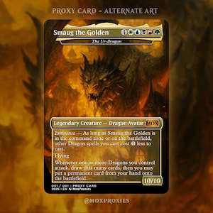 Smaug, o Dourado (Sem Bordas) - O Dragão-Urso | Carta Proxy Personalizada, Carta de Magic the Gathering Não Foil/Foil - Carta Personalizada para Comandante