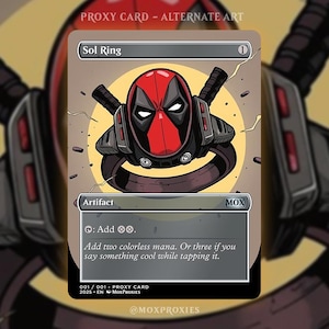 Anillo Sol X Proxy de Deadpool / Proxy personalizado con arte completo de Magic the Gathering (sin lámina/lámina) - Tarjeta de juego personalizada para Commander