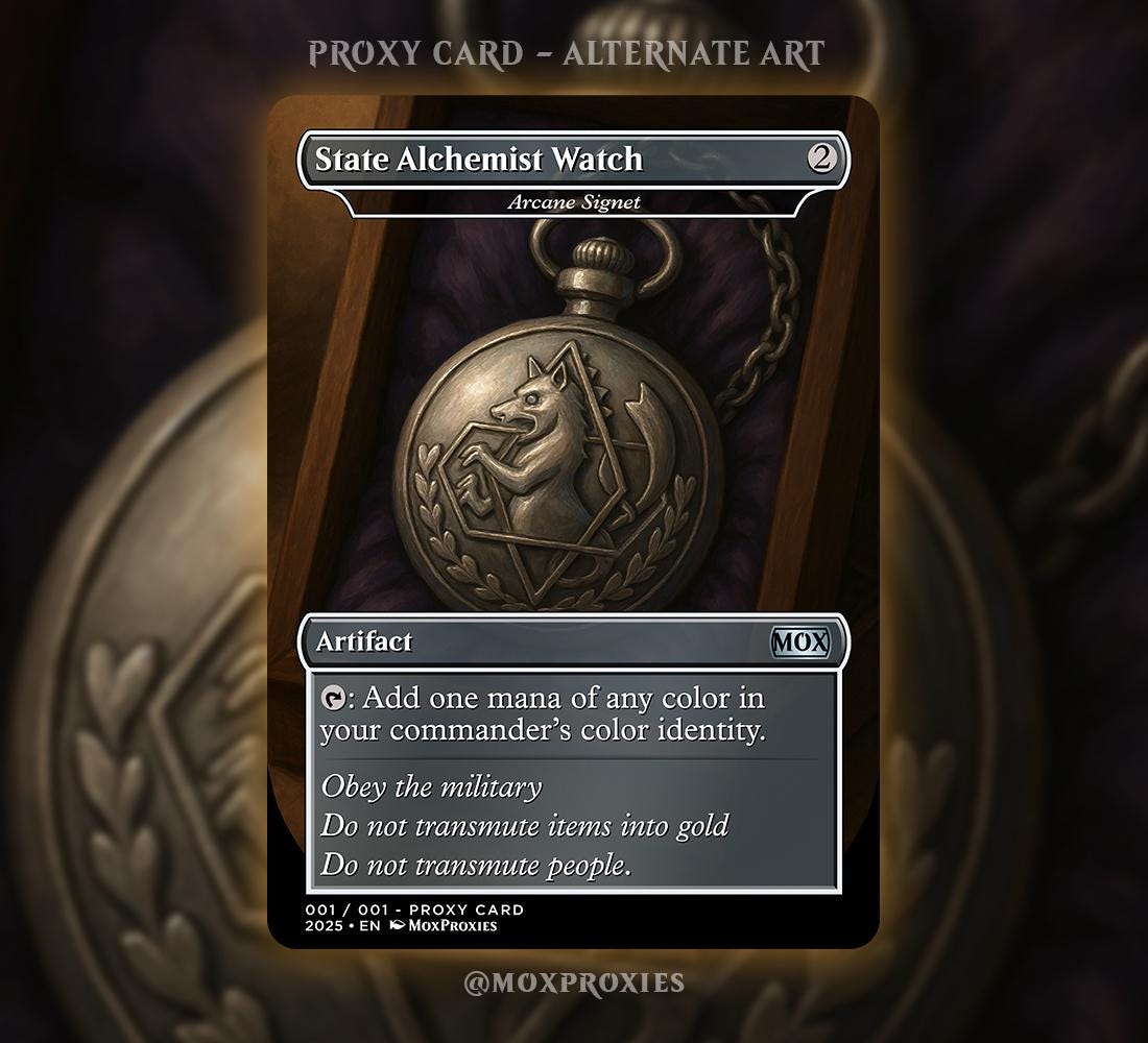 Arcane Signet X Fullmetal Alchemist Proxy | Personalized Proxy Full Art Magic the Gathering Card Non-foil/Foil - Custom Cards for EDH