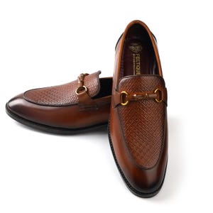 Handmade Men&#39;s Tan crust leather formal loafer shoe, business & casual party wear