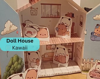 Casa de muñecas de papel para recortar – Temática Kawaii – DIY creativo y divertido para niños | Juego imprimible DIY