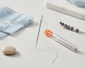 Agulhas de aço inoxidável com ponta larga - Conjunto para costura manual e artesanato (6/9/12 peças) - Ponta larga para facilitar a passagem da linha em couro e tecido.