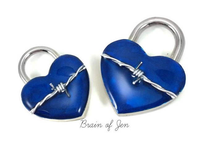 Cobalt Blue Working Padlock with Real Barbed Wire You Choose Size