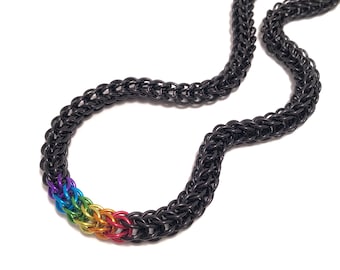 Pride Rainbow Flag Discreet Locking Day Collar Choose Black or White
