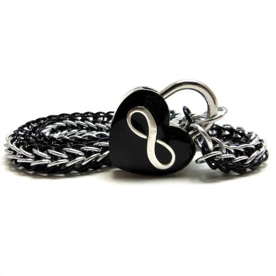 【BLACKPURPLE】24FW★ Eternal Love Keyring Eternity Collar Polyamory Slave Collar Black & Silver